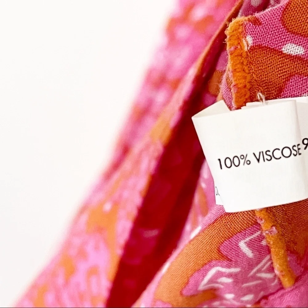 Poupette St. Barth Pink & Orange Egypt Floral Tasseled Ollie Maxi Skirt XS - Picture 7 of 8